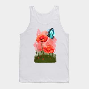 Corn Poppy, Meadow flower, wild flower, Butterfly Tank Top